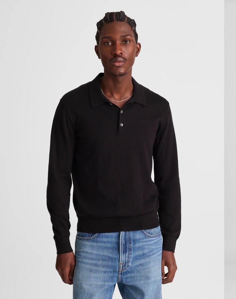 NWT Madewell long sleeve sweater polo black large style NW444.